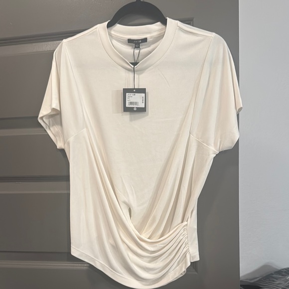 Joe’s Jeans Cream Short Sleeve Top with Twist Detail - Picture 1 of 4